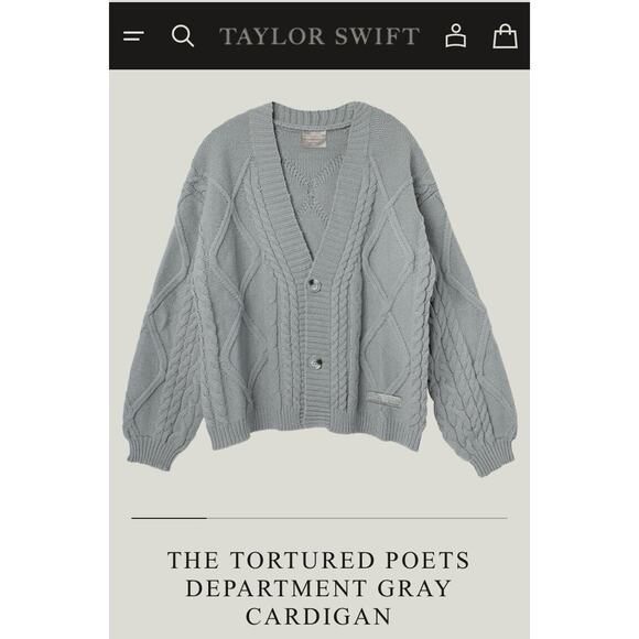 🩶 The Tortured Poets Department Cardigan Taylor Swift XL/2XL SOLD OUT TTPD NEW - Picture 4 of 9